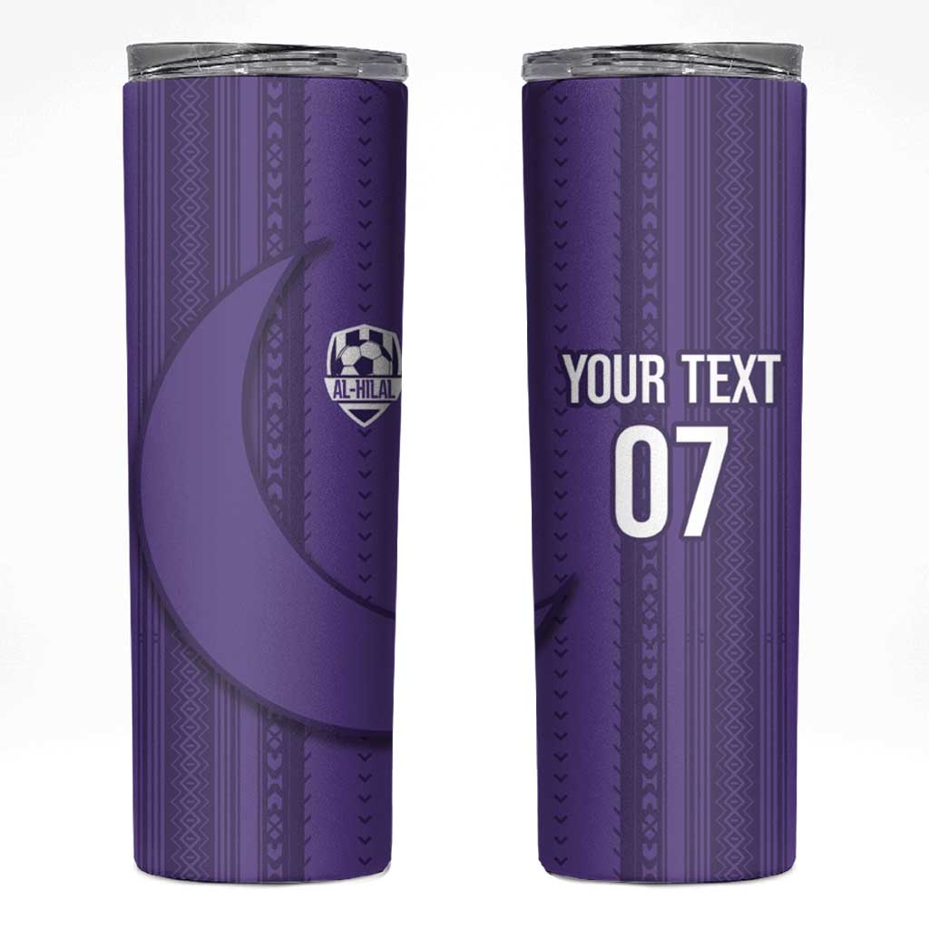 Saudi Football Al Zaeem Custom Skinny Tumbler Crescent Moon - Purple - Wonder Print Shop