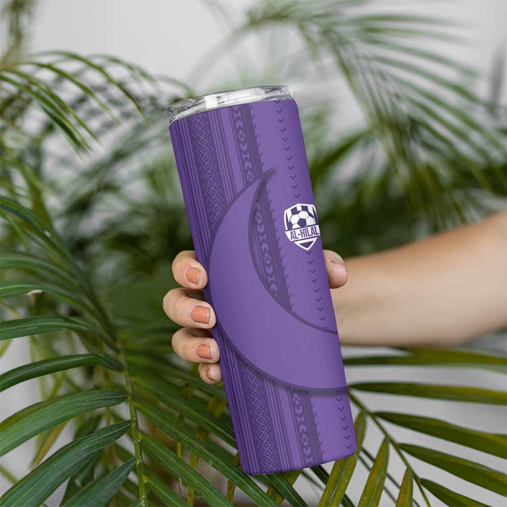 Saudi Football Al Zaeem Custom Skinny Tumbler Crescent Moon - Purple - Wonder Print Shop