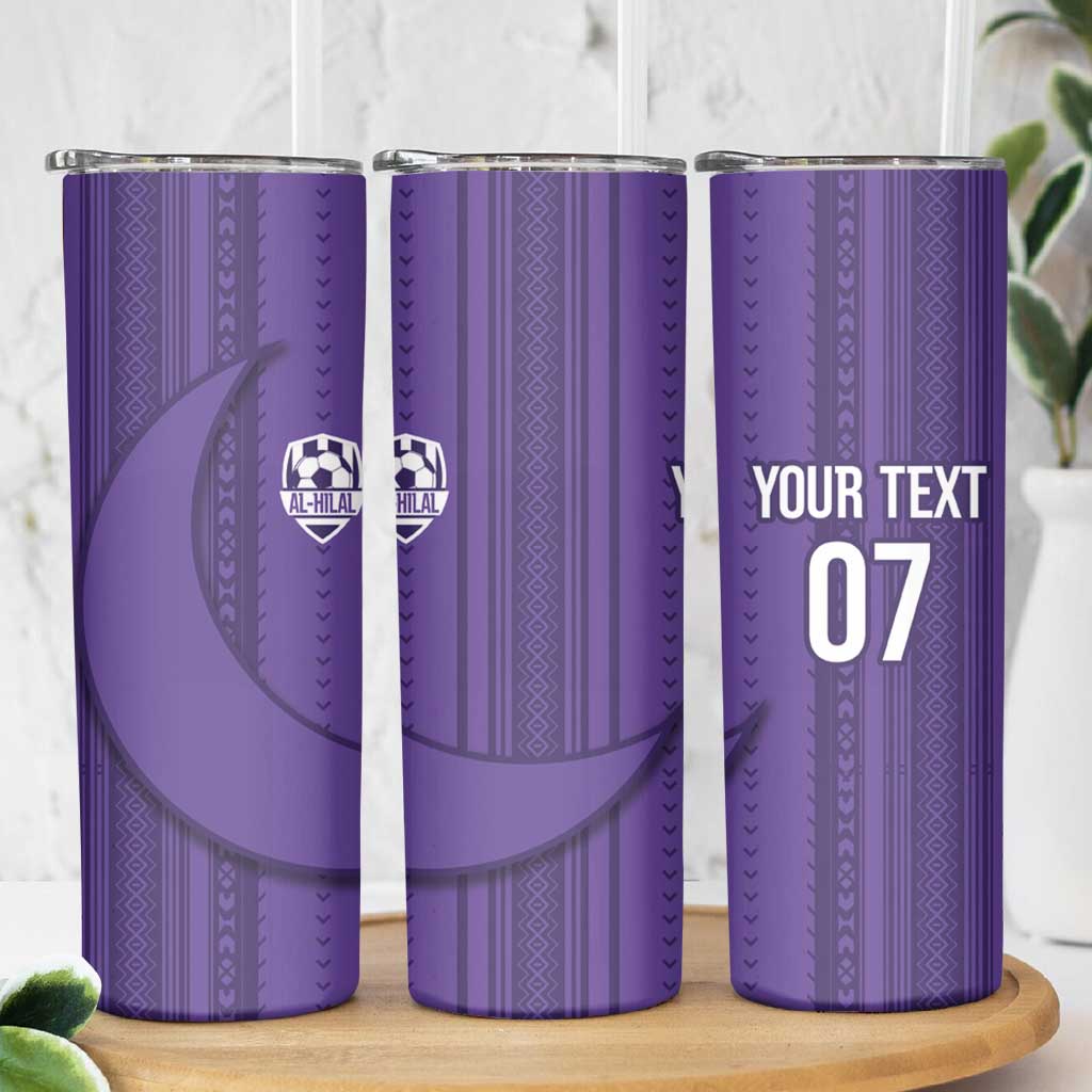 Saudi Football Al Zaeem Custom Skinny Tumbler Crescent Moon - Purple - Wonder Print Shop