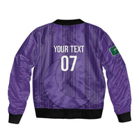 Saudi Football Al Zaeem Custom Sleeve Zip Bomber Jacket Crescent Moon - Purple - Wonder Print Shop