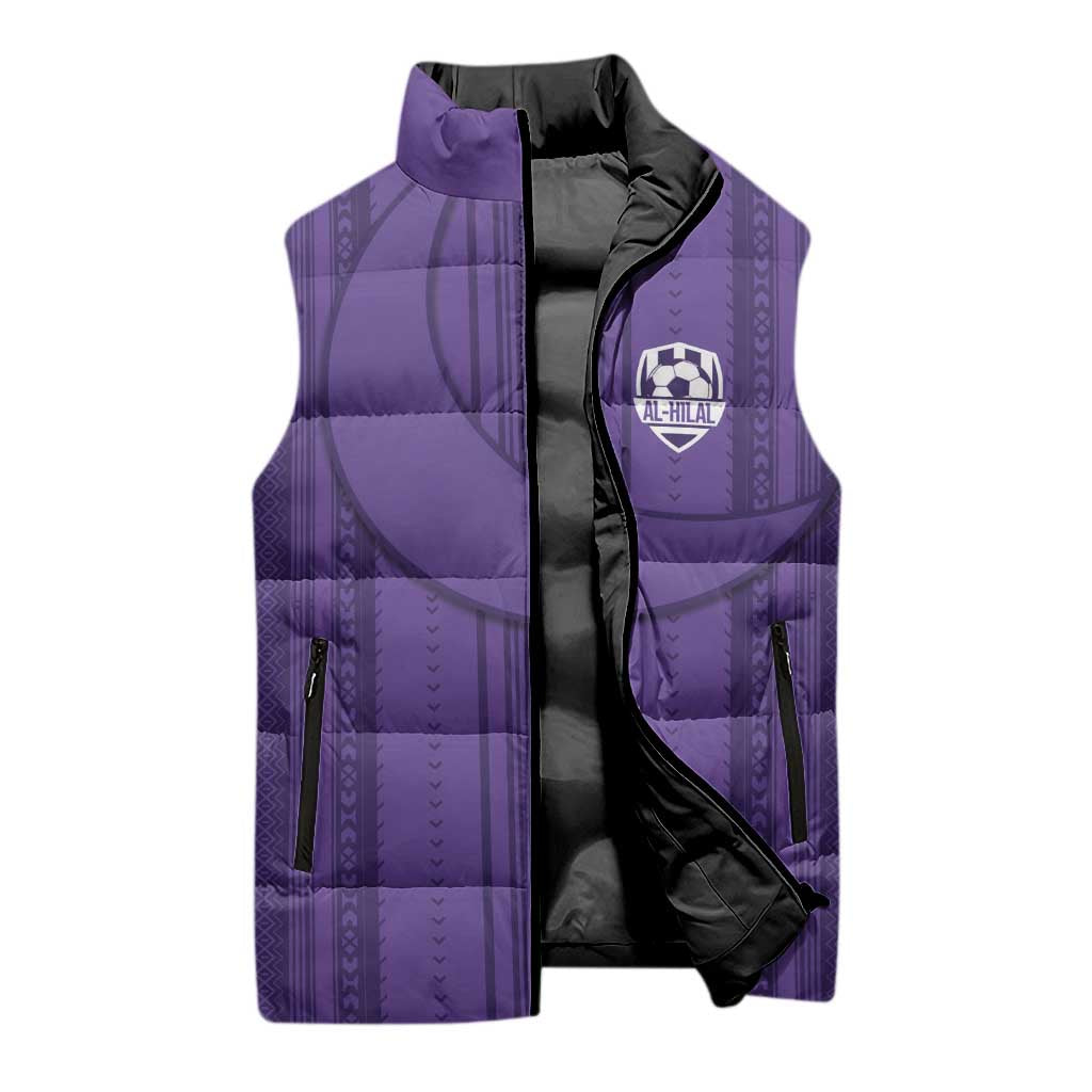 Saudi Football Al Zaeem Custom Sleeveless Puffer Jacket Crescent Moon - Purple - Wonder Print Shop