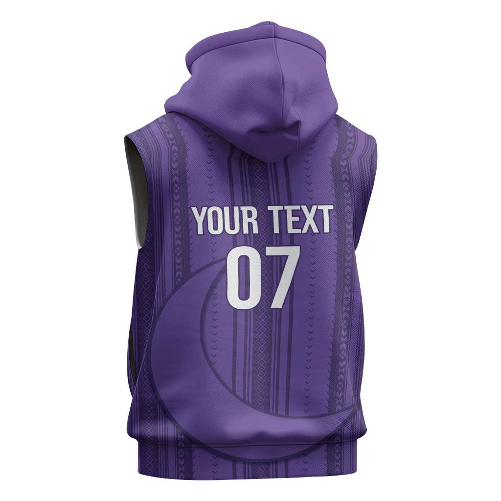 Saudi Football Al Zaeem Custom Sleeveless Zip Hoodie Crescent Moon - Purple - Wonder Print Shop
