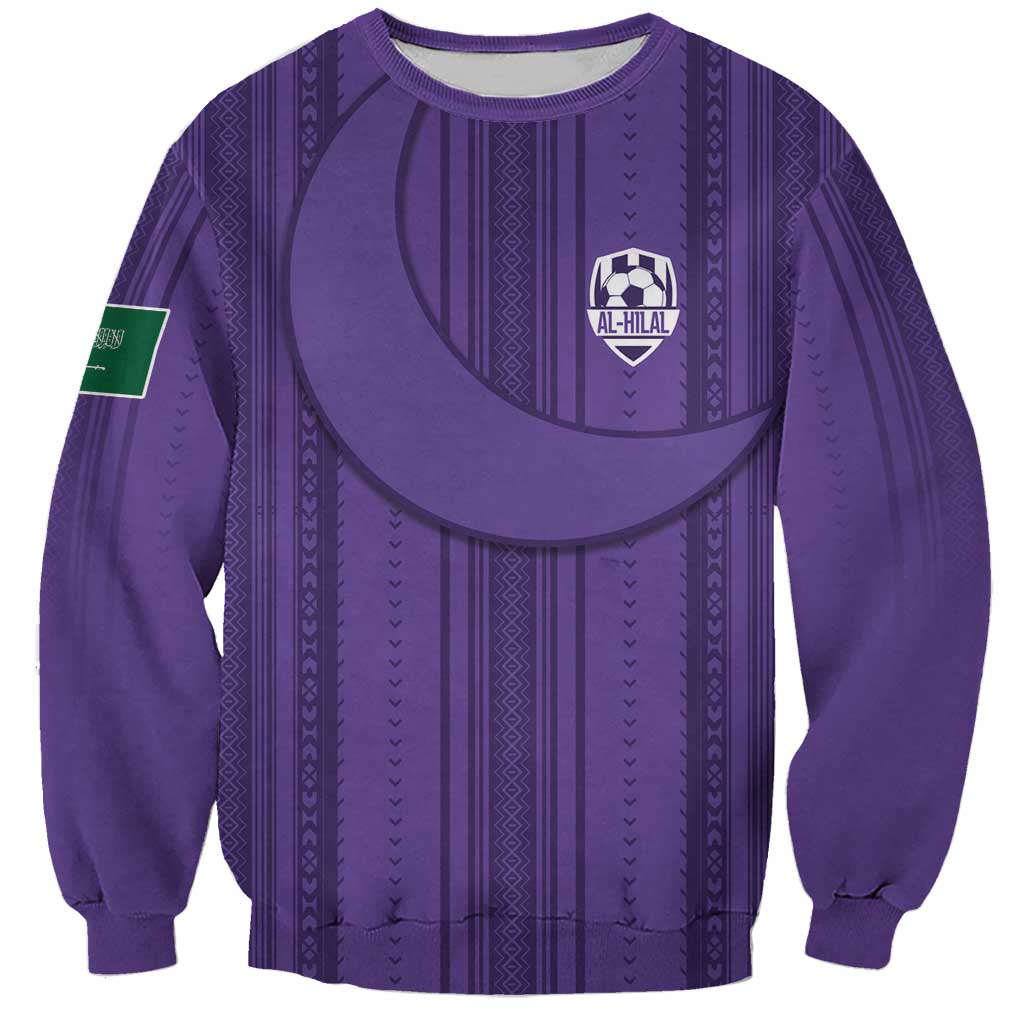 Saudi Football Al Zaeem Custom Sweatshirt Crescent Moon - Purple - Wonder Print Shop