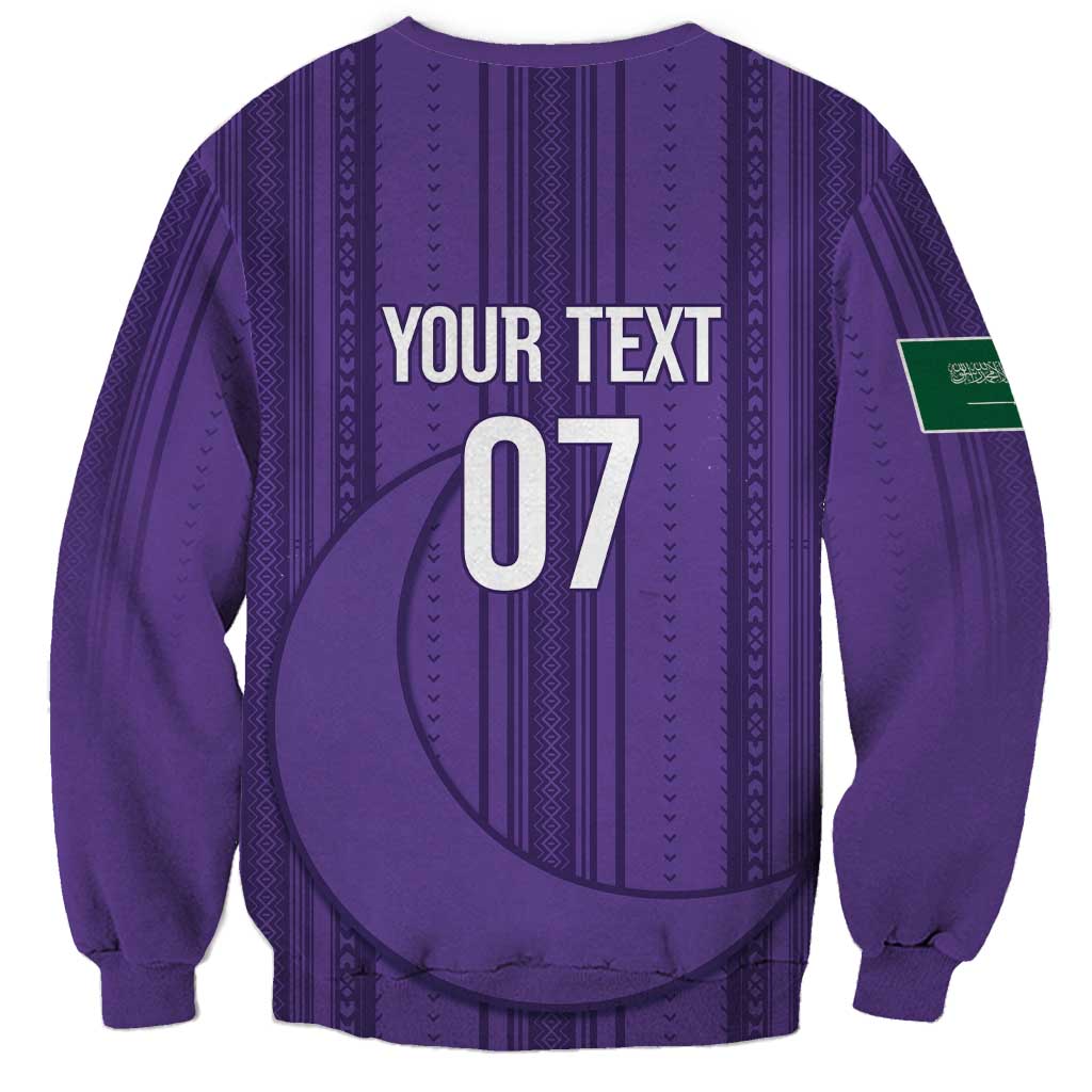 Saudi Football Al Zaeem Custom Sweatshirt Crescent Moon - Purple - Wonder Print Shop