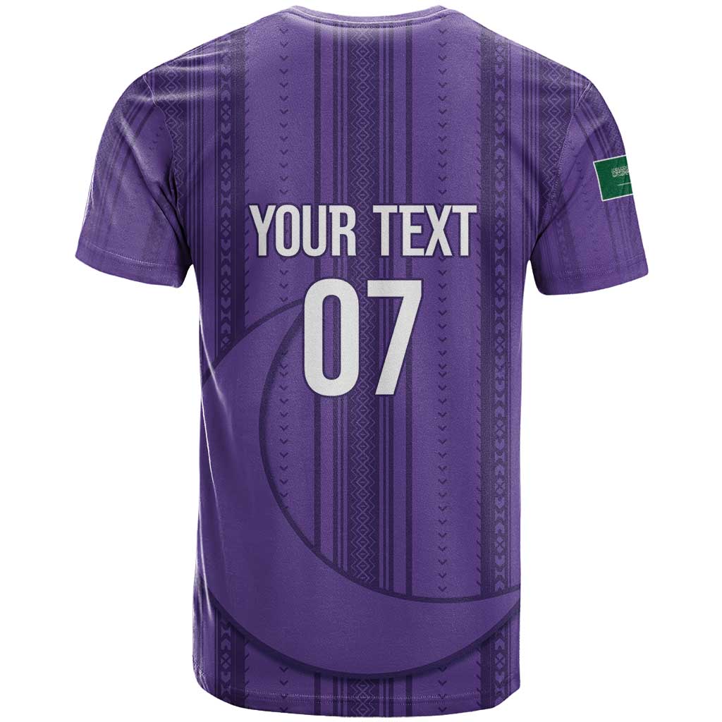 Saudi Football Al Zaeem Custom T Shirt Crescent Moon - Purple - Wonder Print Shop