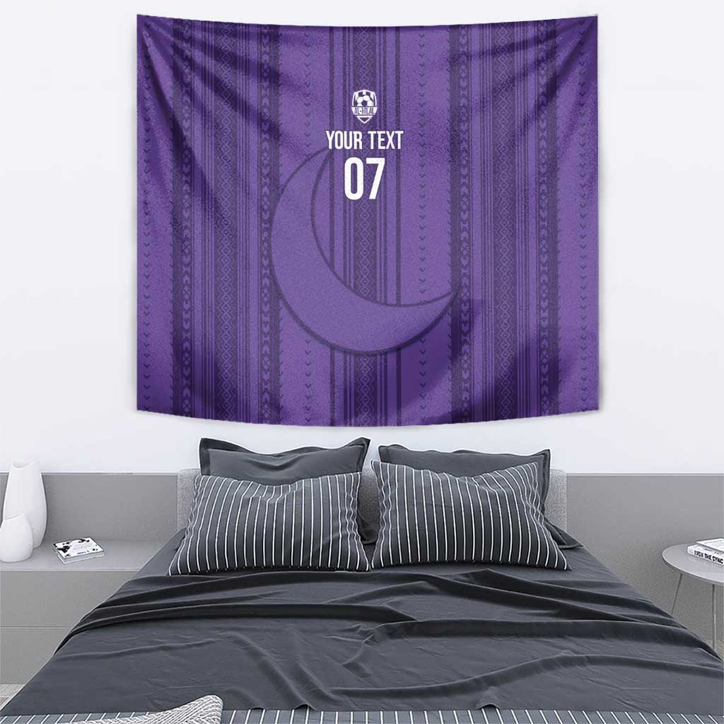 Saudi Football Al Zaeem Custom Tapestry Crescent Moon - Purple - Wonder Print Shop
