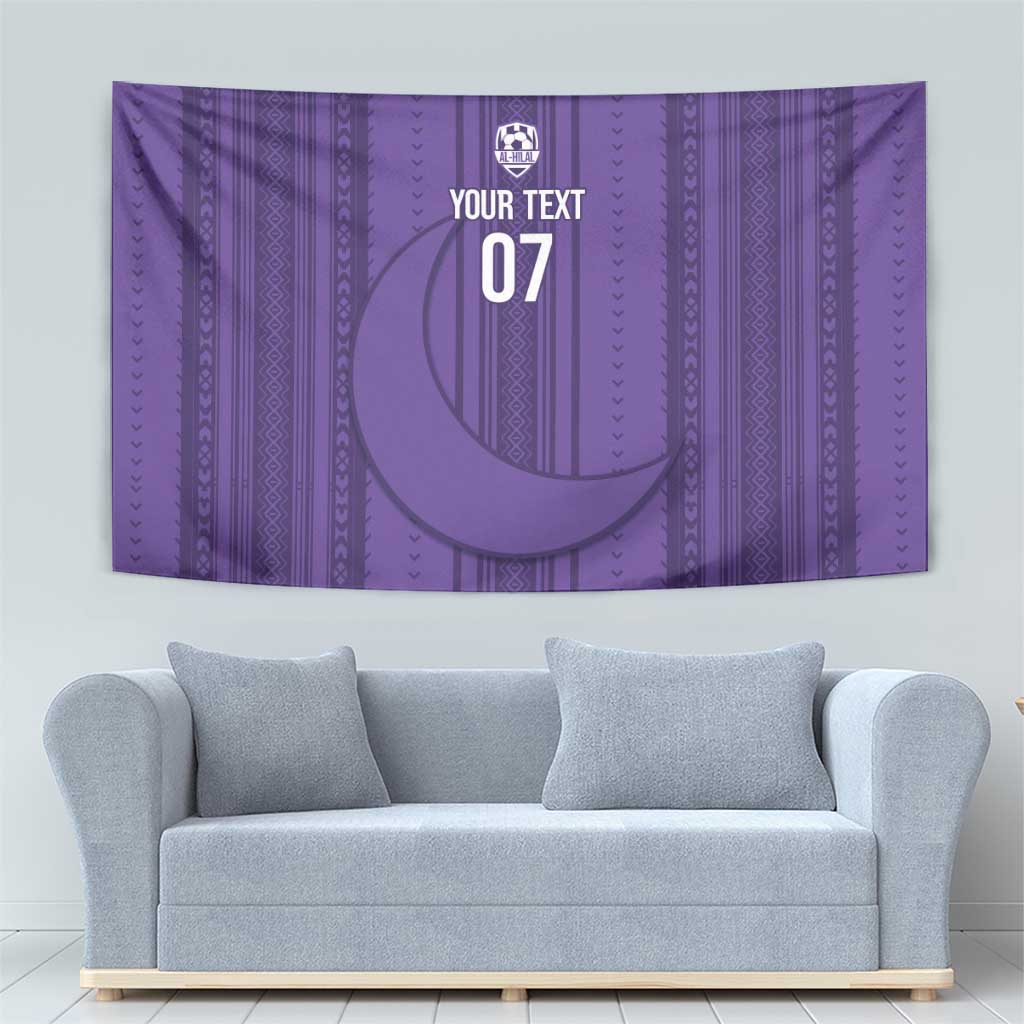 Saudi Football Al Zaeem Custom Tapestry Crescent Moon - Purple - Wonder Print Shop