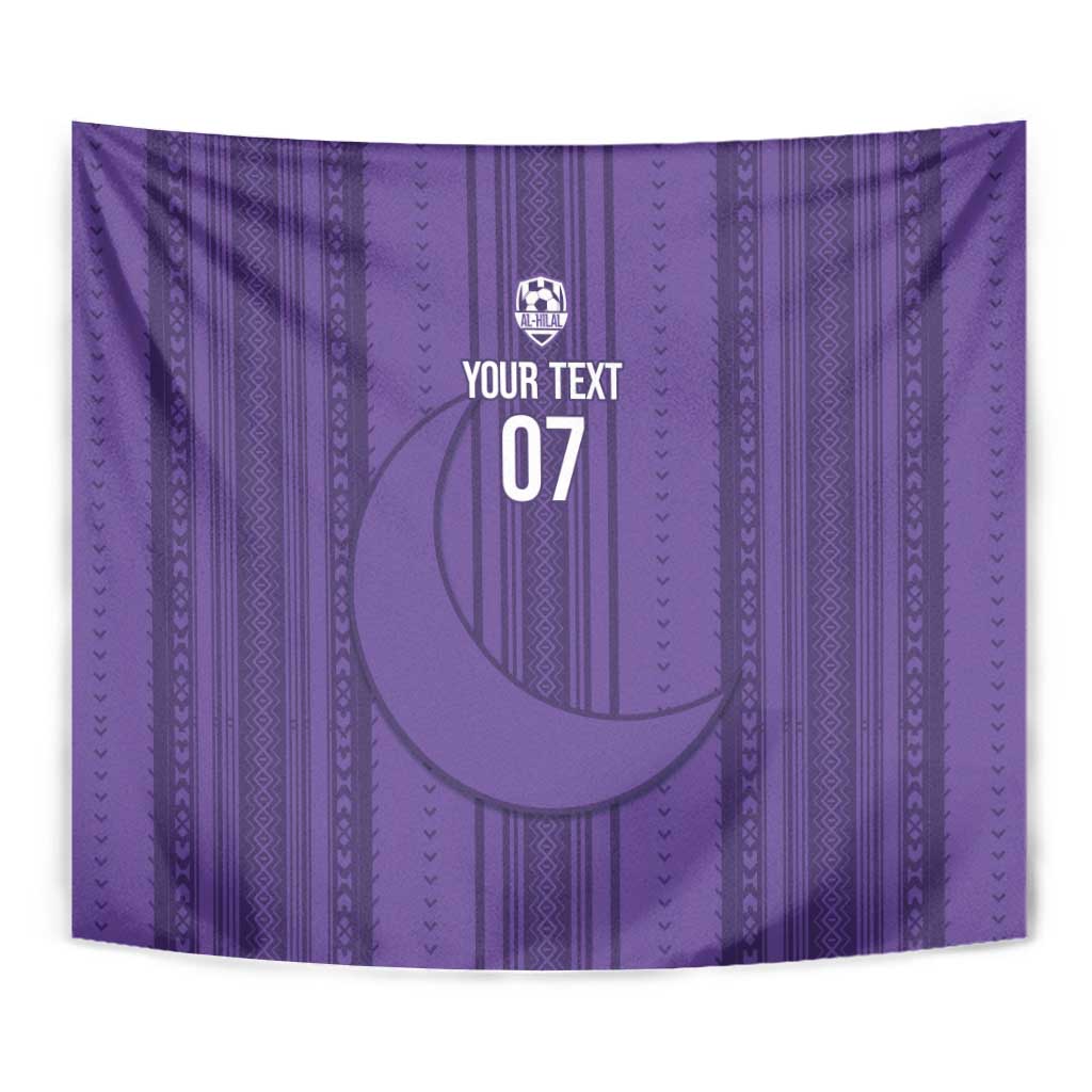 Saudi Football Al Zaeem Custom Tapestry Crescent Moon - Purple - Wonder Print Shop