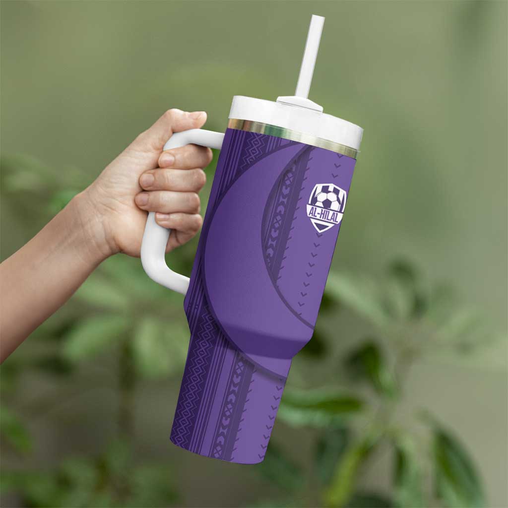Saudi Football Al Zaeem Custom Tumbler With Handle Crescent Moon - Purple - Wonder Print Shop