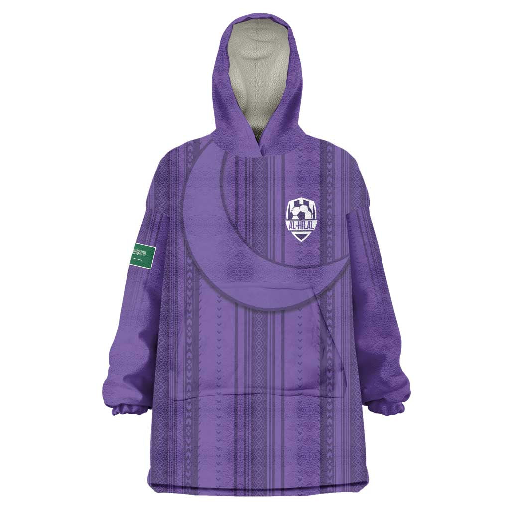 Saudi Football Al Zaeem Custom Wearable Blanket Hoodie Crescent Moon - Purple - Wonder Print Shop