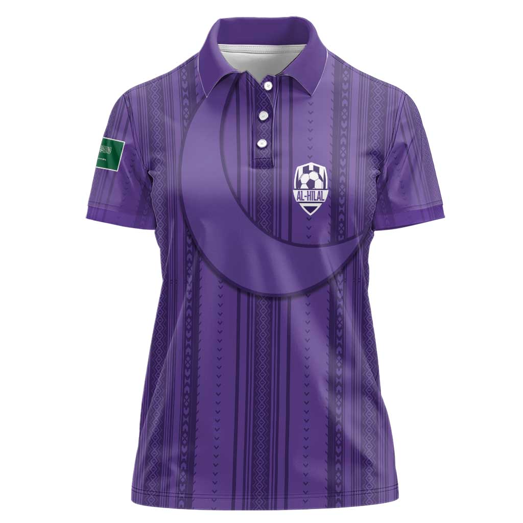 Saudi Football Al Zaeem Custom Women Polo Shirt Crescent Moon - Purple - Wonder Print Shop