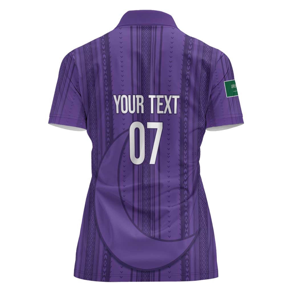 Saudi Football Al Zaeem Custom Women Polo Shirt Crescent Moon - Purple - Wonder Print Shop