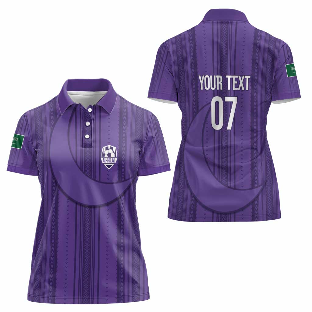 Saudi Football Al Zaeem Custom Women Polo Shirt Crescent Moon - Purple - Wonder Print Shop