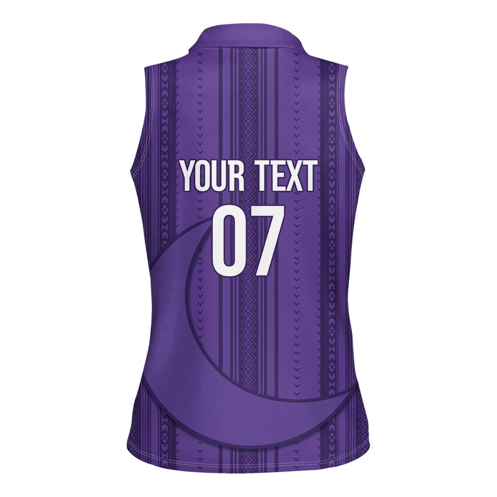 Saudi Football Al Zaeem Custom Women Sleeveless Polo Shirt Crescent Moon - Purple - Wonder Print Shop