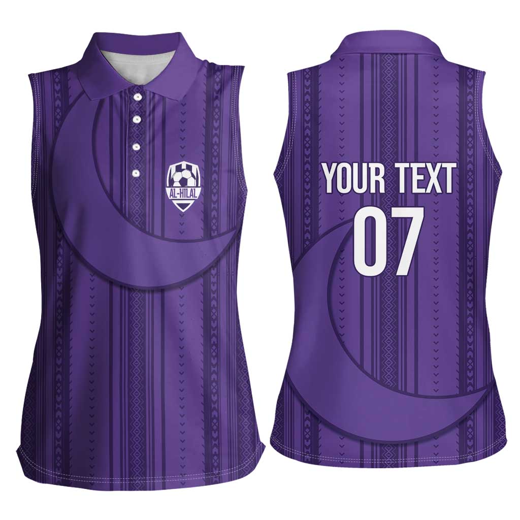 Saudi Football Al Zaeem Custom Women Sleeveless Polo Shirt Crescent Moon - Purple - Wonder Print Shop