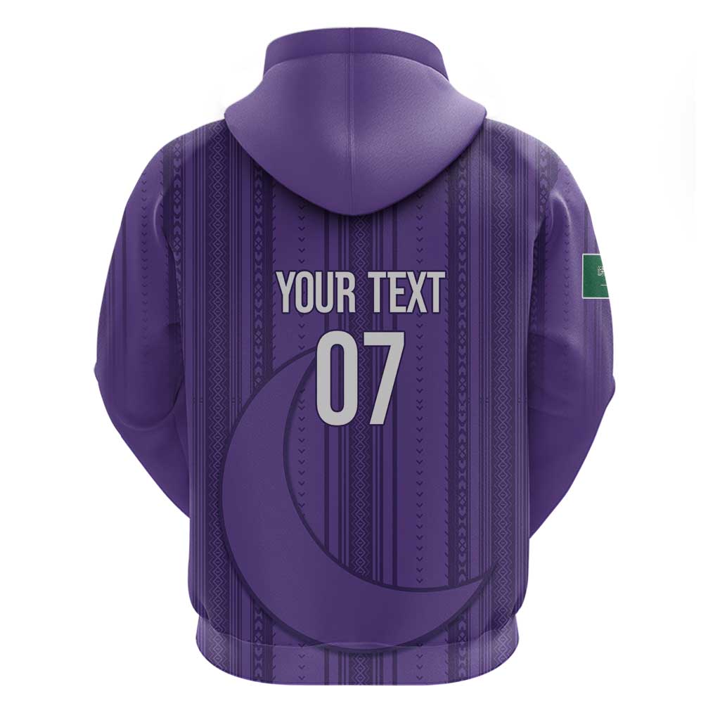 Saudi Football Al Zaeem Custom Zip Hoodie Crescent Moon - Purple - Wonder Print Shop