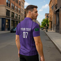 Saudi Football Al Zaeem Custom Zipper Polo Shirt Crescent Moon - Purple - Wonder Print Shop
