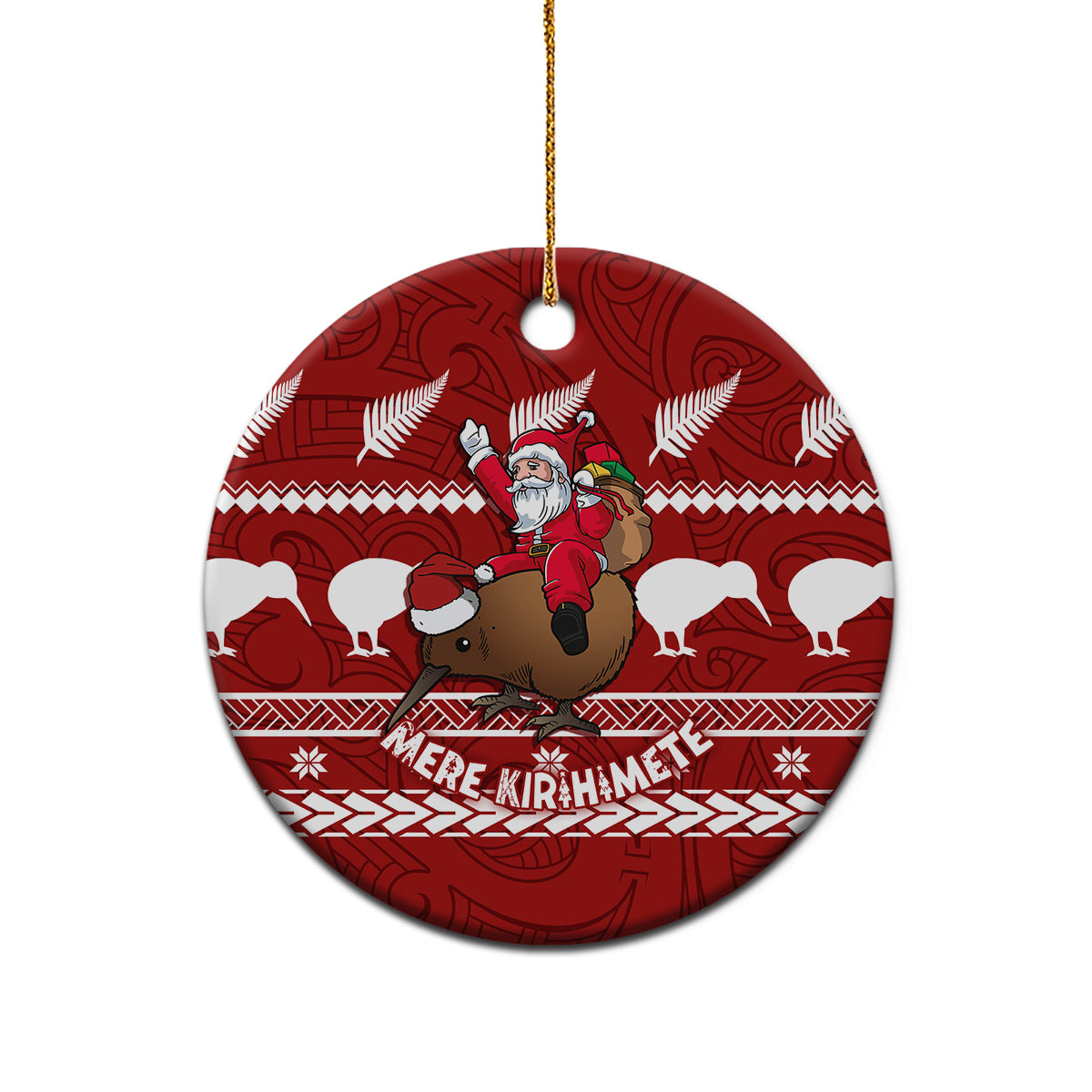 New Zealand Ceramic Ornament Mere Kirihimete - Kiwi Xmas Tree LT7 - Wonder Print Shop