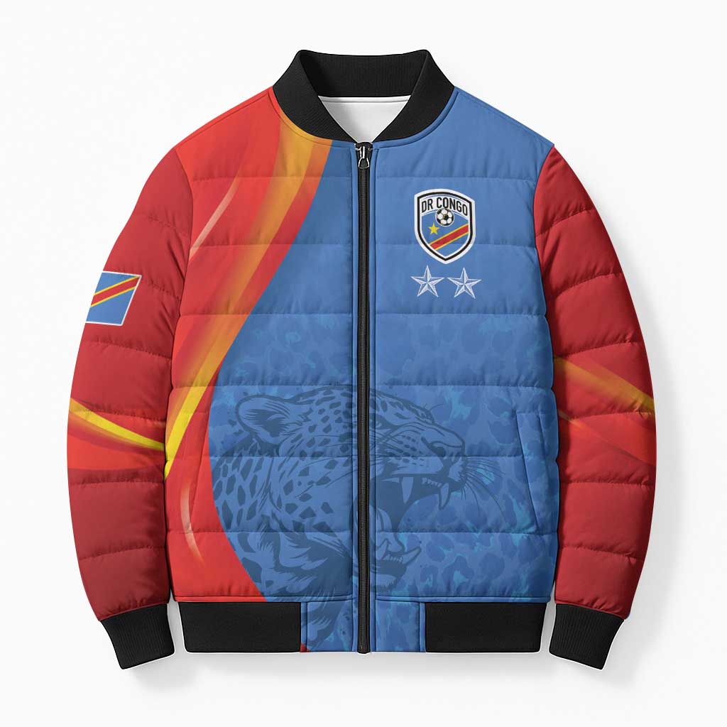 DR Congo Football 2026 Les Leopards Custom Bomber Puffer Jacket Glory Upon Glory - Wonder Print Shop