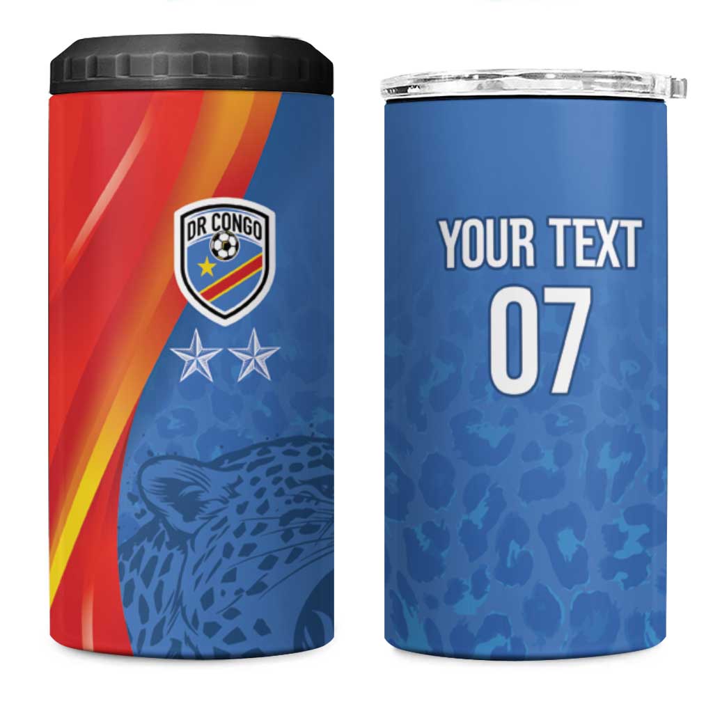 DR Congo Football 2026 Les Leopards Custom 4 in 1 Can Cooler Tumbler Glory Upon Glory - Wonder Print Shop