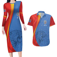 DR Congo Football 2026 Les Leopards Custom Couples Matching Long Sleeve Bodycon Dress and Hawaiian Shirt Glory Upon Glory - Wonder Print Shop