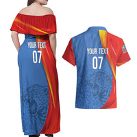 DR Congo Football 2026 Les Leopards Custom Couples Matching Off Shoulder Maxi Dress and Hawaiian Shirt Glory Upon Glory - Wonder Print Shop