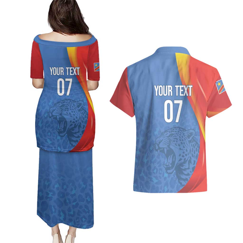 DR Congo Football 2026 Les Leopards Custom Couples Matching Puletasi and Hawaiian Shirt Glory Upon Glory - Wonder Print Shop