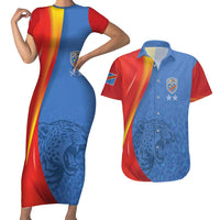 DR Congo Football 2026 Les Leopards Custom Couples Matching Short Sleeve Bodycon Dress and Hawaiian Shirt Glory Upon Glory - Wonder Print Shop