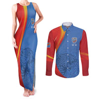 DR Congo Football 2026 Les Leopards Custom Couples Matching Tank Maxi Dress and Long Sleeve Button Shirt Glory Upon Glory - Wonder Print Shop