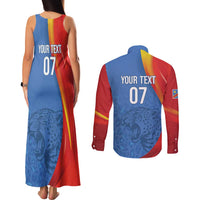 DR Congo Football 2026 Les Leopards Custom Couples Matching Tank Maxi Dress and Long Sleeve Button Shirt Glory Upon Glory - Wonder Print Shop