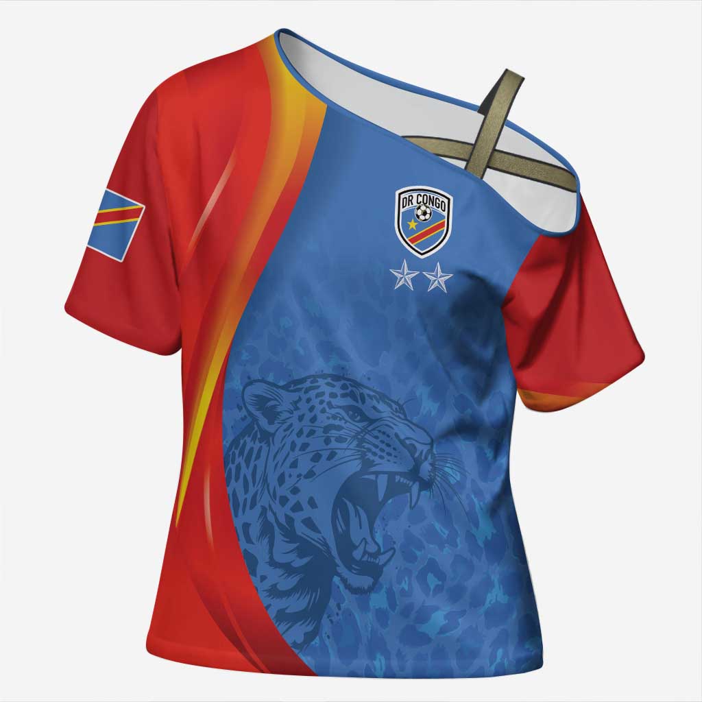 DR Congo Football 2026 Les Leopards Custom Cross Shoulder Shirt Glory Upon Glory - Wonder Print Shop