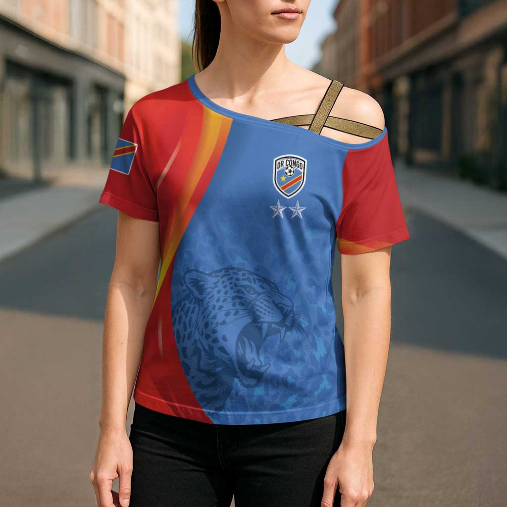 DR Congo Football 2026 Les Leopards Custom Cross Shoulder Shirt Glory Upon Glory - Wonder Print Shop