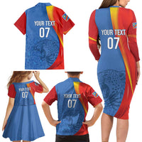 DR Congo Football 2026 Les Leopards Custom Family Matching Long Sleeve Bodycon Dress and Hawaiian Shirt Glory Upon Glory - Wonder Print Shop