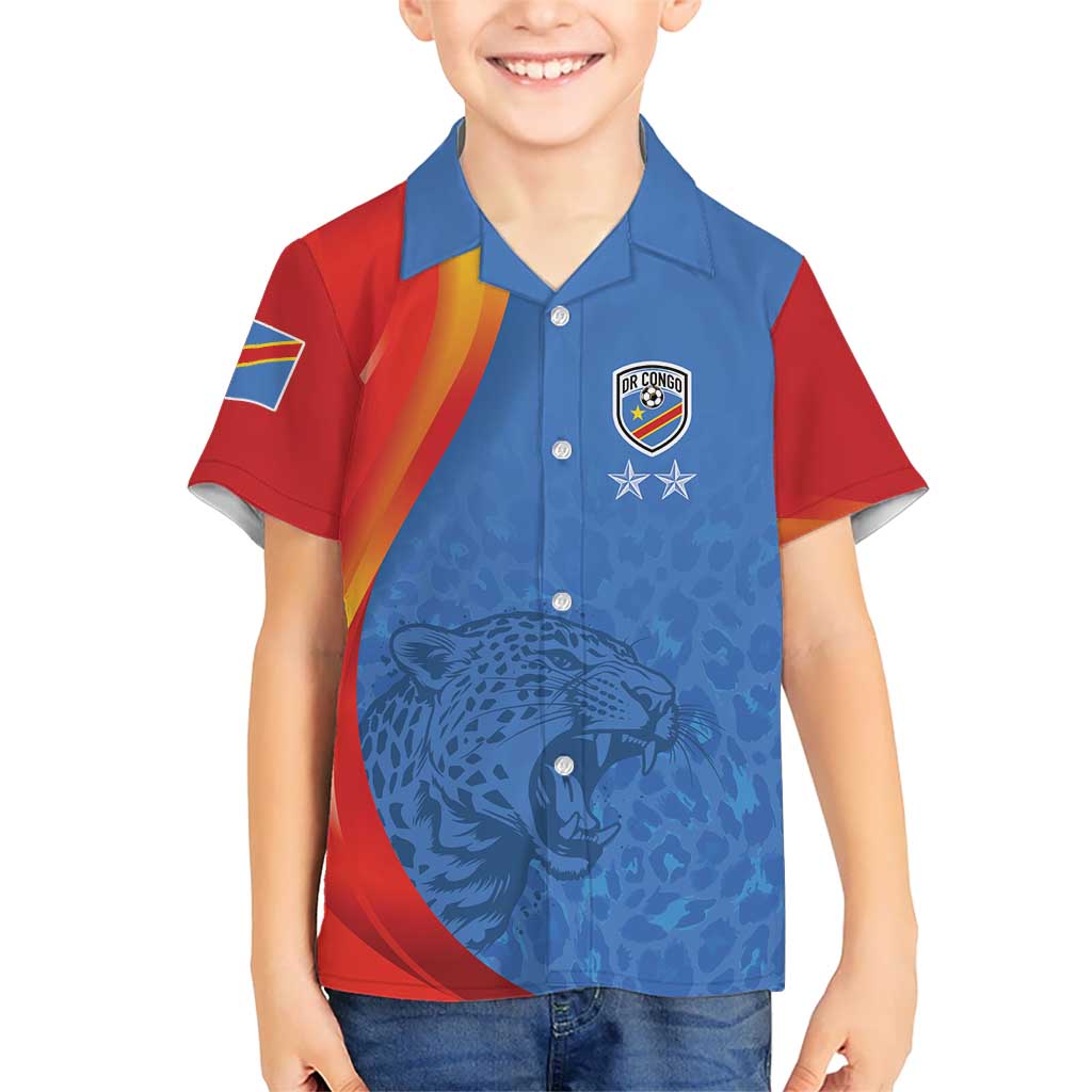 DR Congo Football 2026 Les Leopards Custom Family Matching Long Sleeve Bodycon Dress and Hawaiian Shirt Glory Upon Glory - Wonder Print Shop