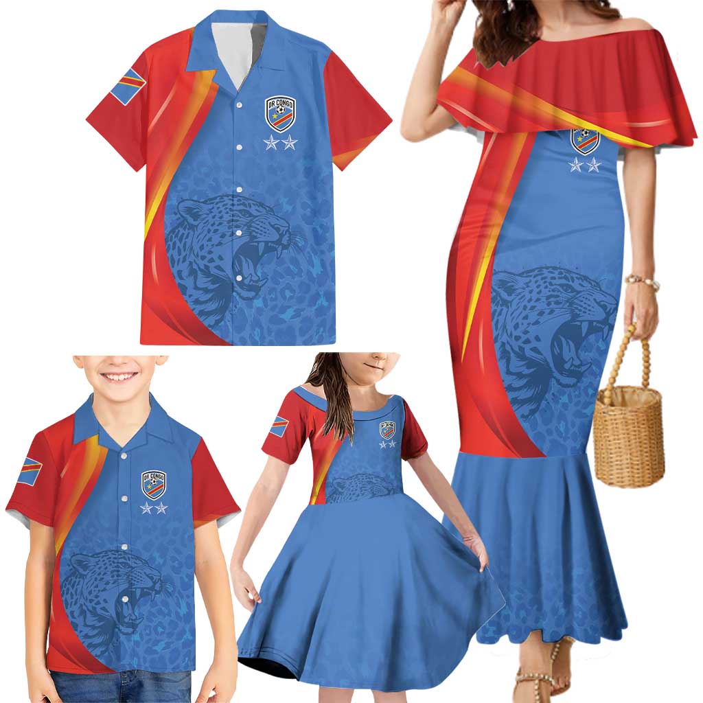 DR Congo Football 2026 Les Leopards Custom Family Matching Mermaid Dress and Hawaiian Shirt Glory Upon Glory - Wonder Print Shop
