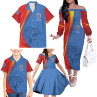 DR Congo Football 2026 Les Leopards Custom Family Matching Off The Shoulder Long Sleeve Dress and Hawaiian Shirt Glory Upon Glory - Wonder Print Shop