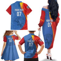 DR Congo Football 2026 Les Leopards Custom Family Matching Off The Shoulder Long Sleeve Dress and Hawaiian Shirt Glory Upon Glory - Wonder Print Shop