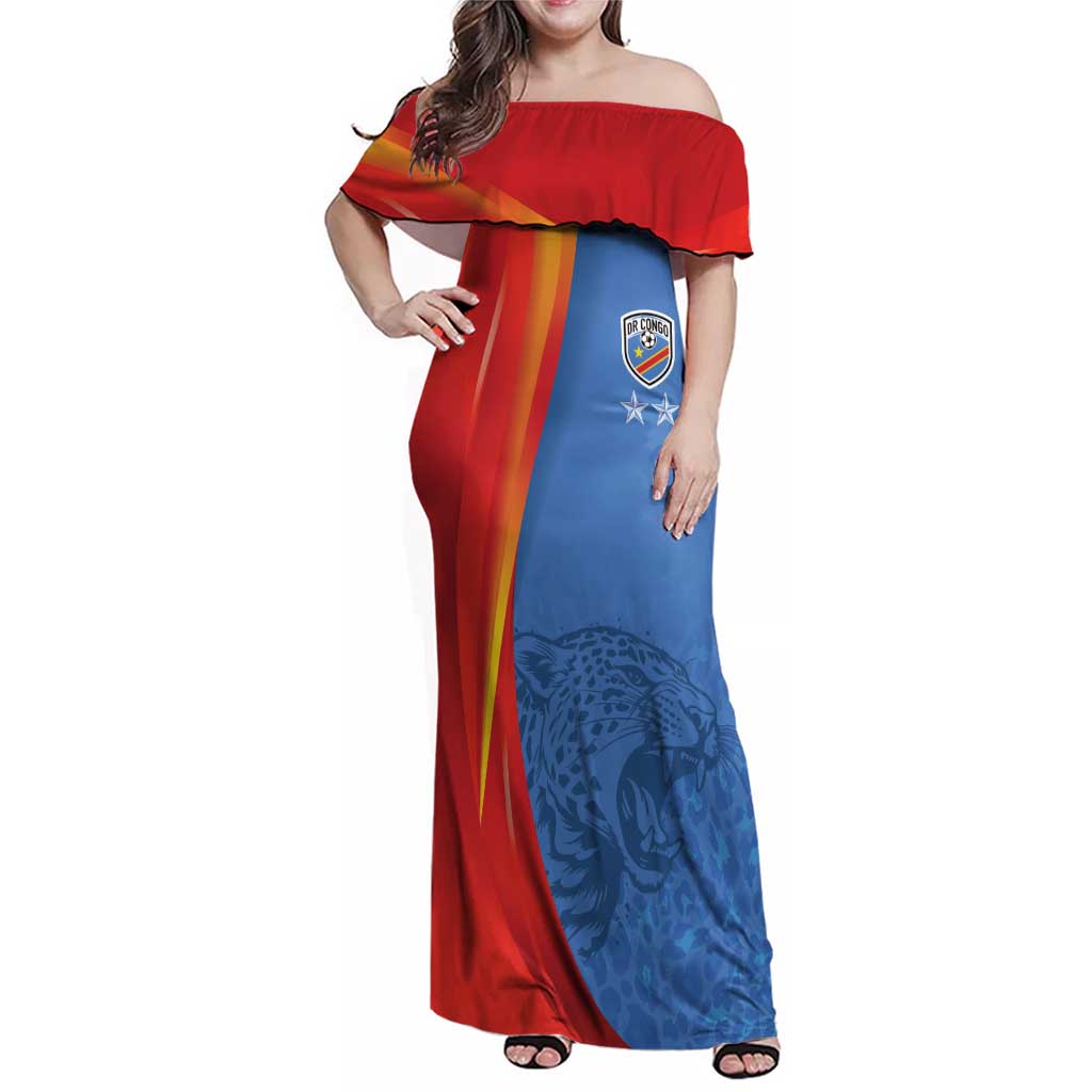 DR Congo Football 2026 Les Leopards Custom Family Matching Off Shoulder Maxi Dress and Hawaiian Shirt Glory Upon Glory - Wonder Print Shop