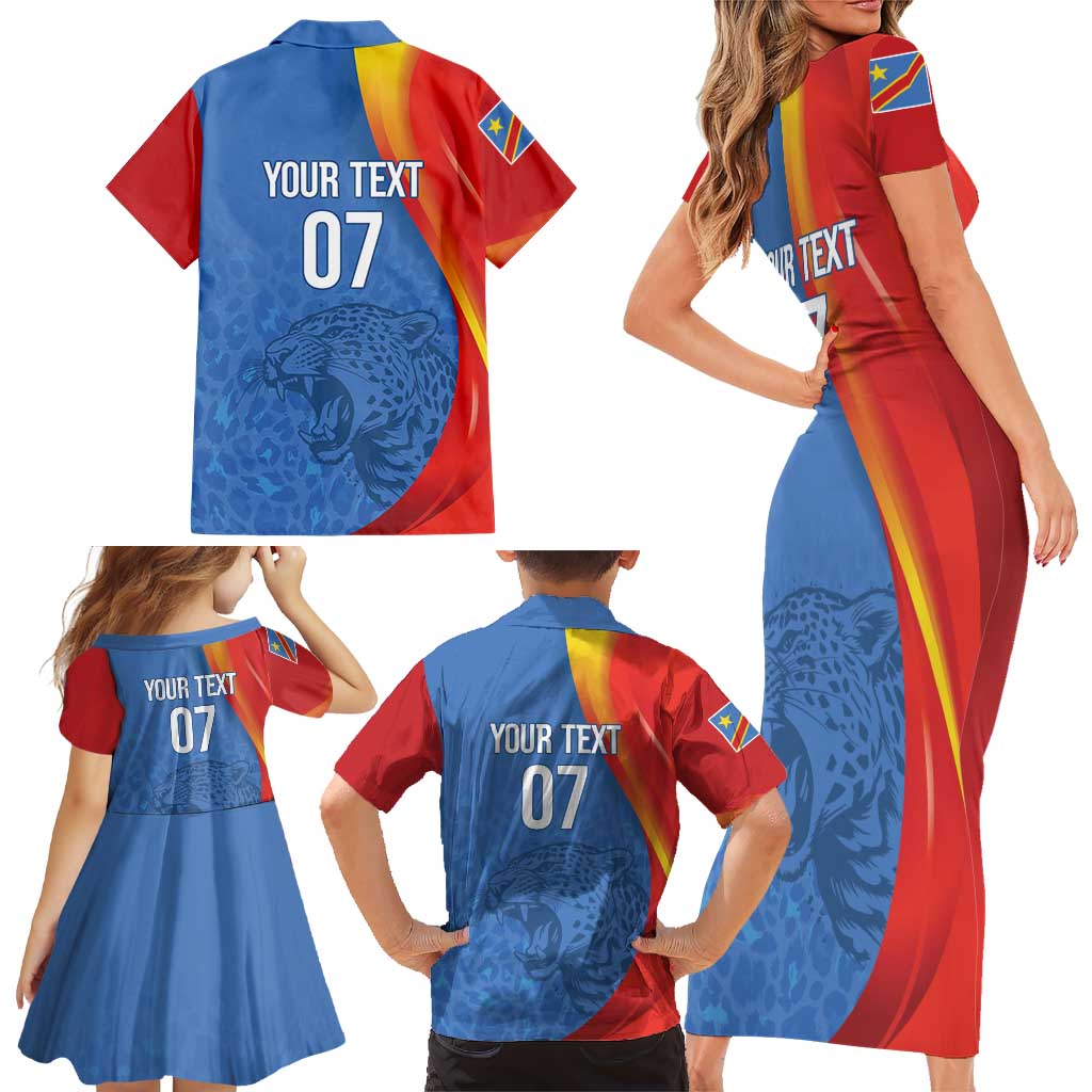 DR Congo Football 2026 Les Leopards Custom Family Matching Short Sleeve Bodycon Dress and Hawaiian Shirt Glory Upon Glory - Wonder Print Shop