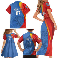 DR Congo Football 2026 Les Leopards Custom Family Matching Short Sleeve Bodycon Dress and Hawaiian Shirt Glory Upon Glory - Wonder Print Shop