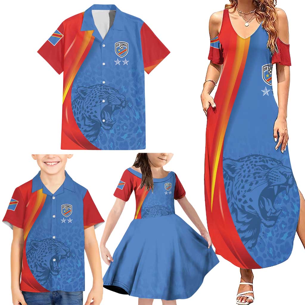 DR Congo Football 2026 Les Leopards Custom Family Matching Summer Maxi Dress and Hawaiian Shirt Glory Upon Glory - Wonder Print Shop