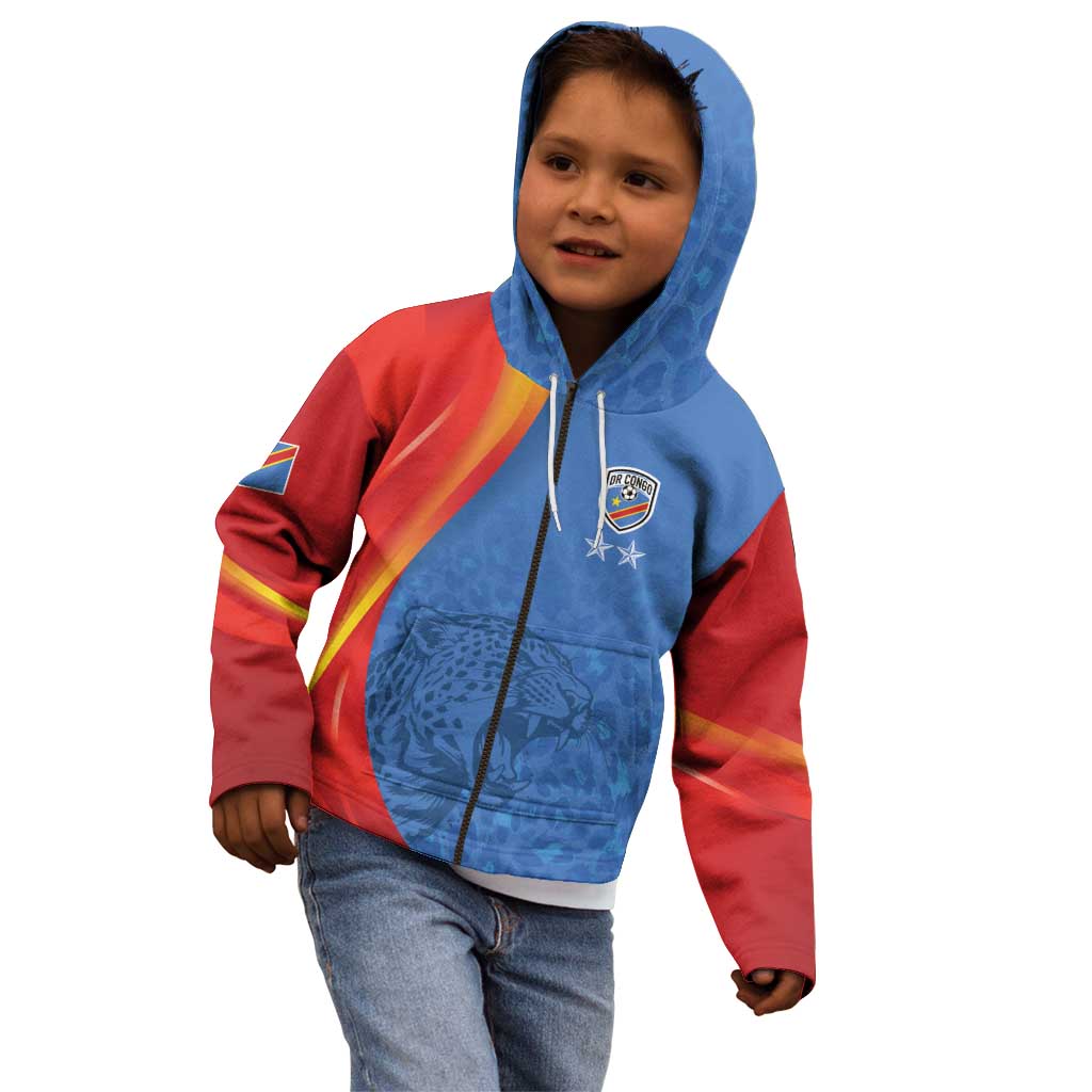 DR Congo Football 2026 Les Leopards Custom Kid Hoodie Glory Upon Glory - Wonder Print Shop