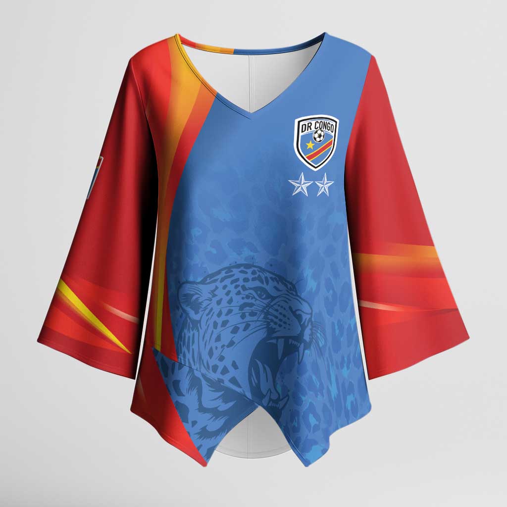 DR Congo Football 2026 Les Leopards Custom Kimono Sleeve Blouse Glory Upon Glory - Wonder Print Shop