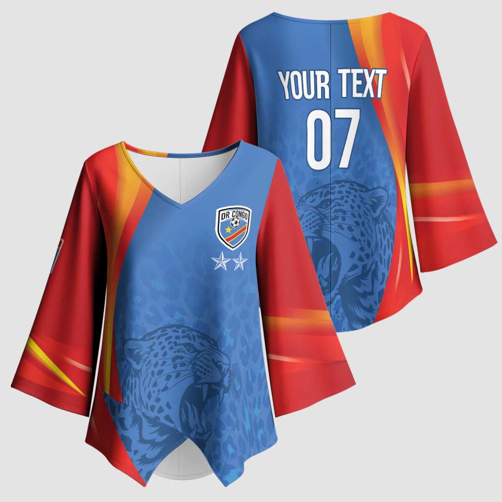 DR Congo Football 2026 Les Leopards Custom Kimono Sleeve Blouse Glory Upon Glory - Wonder Print Shop