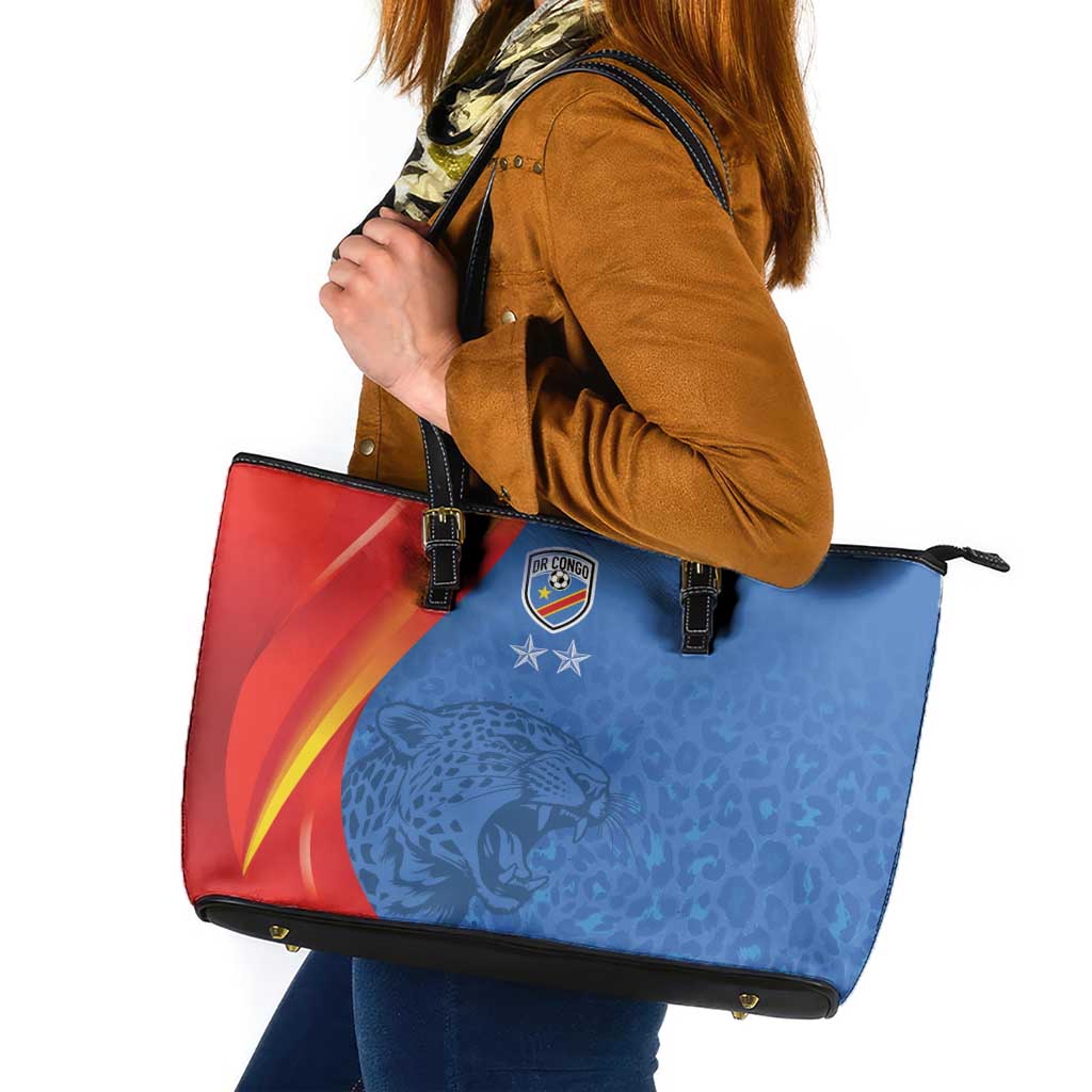 DR Congo Football 2026 Les Leopards Leather Tote Bag Glory Upon Glory - Wonder Print Shop