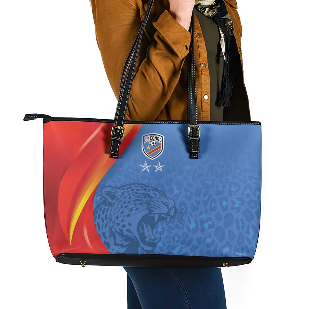 DR Congo Football 2026 Les Leopards Leather Tote Bag Glory Upon Glory - Wonder Print Shop