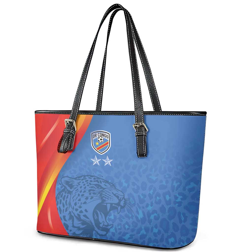 DR Congo Football 2026 Les Leopards Leather Tote Bag Glory Upon Glory - Wonder Print Shop