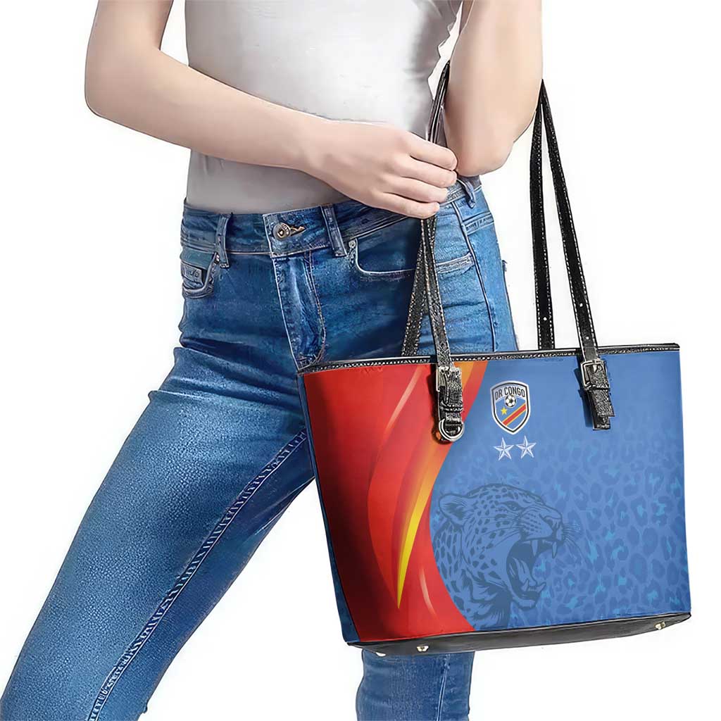 DR Congo Football 2026 Les Leopards Leather Tote Bag Glory Upon Glory - Wonder Print Shop