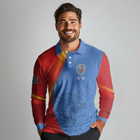 DR Congo Football 2026 Les Leopards Custom Long Sleeve Polo Shirt Glory Upon Glory - Wonder Print Shop