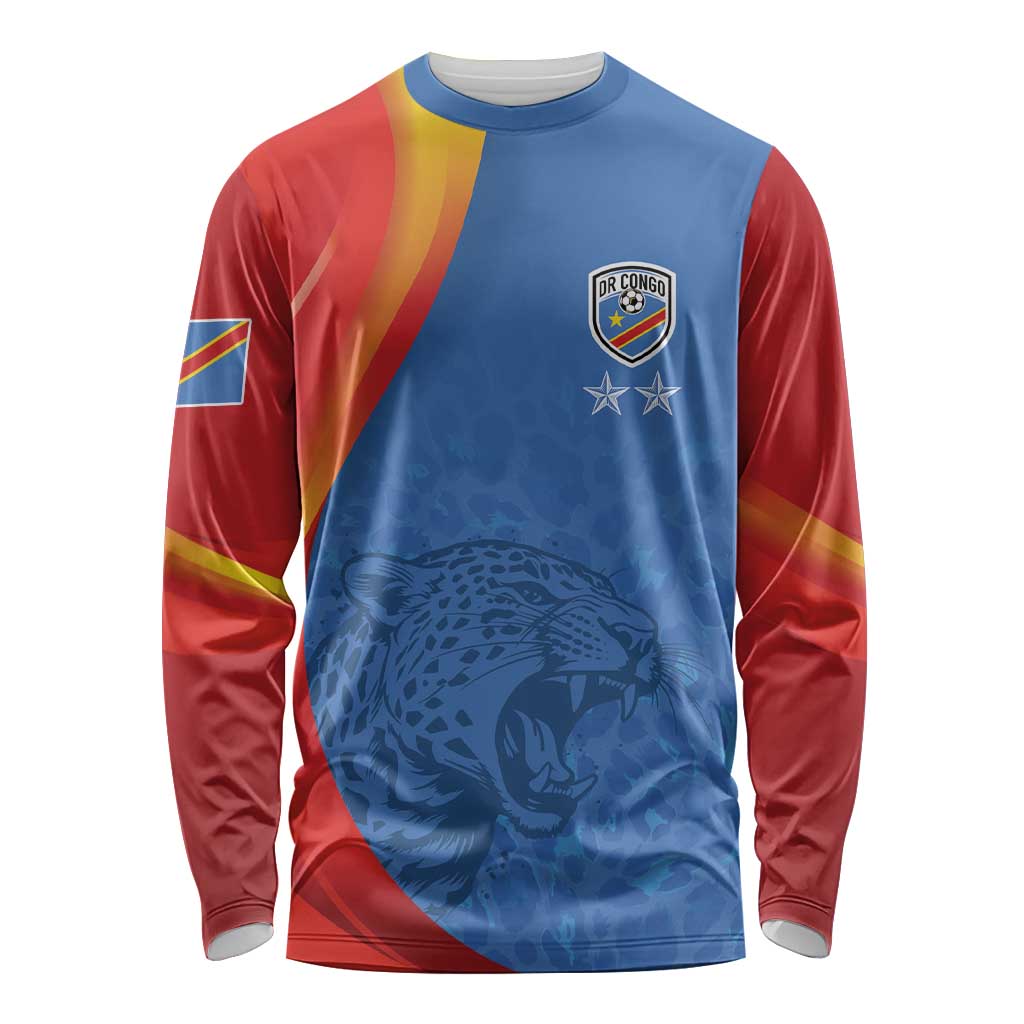 DR Congo Football 2026 Les Leopards Custom Long Sleeve Shirt Glory Upon Glory - Wonder Print Shop